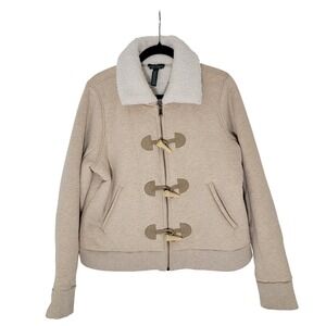 LRL Ralph Lauren Jeans Co‎ Sherpa Fleece Lined Toggle Fleece Zip Jacket Beige XL